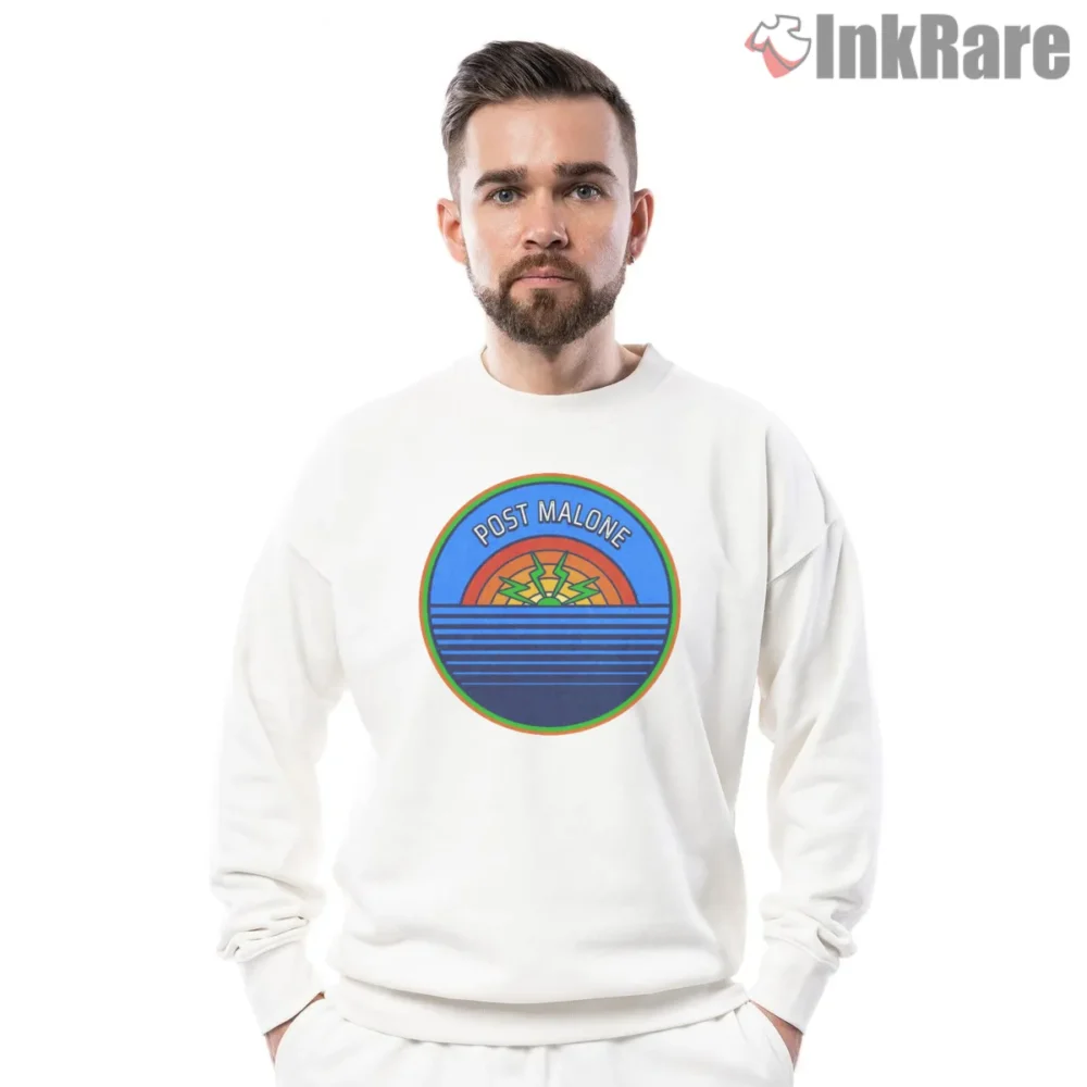 Post Malone Vintage Sunset Circle Logo Shirt on graphic shirt for men graphic tee