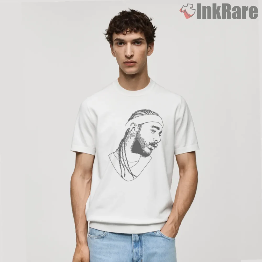 Post Malone White Iverson Stoney Shirt short sleeve in white front view