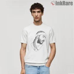 Post Malone White Iverson Stoney Shirt short sleeve in white front view