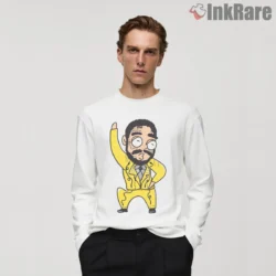 Post Malone Yellow Suit Cartoon Meme Style Shirt on white long sleeve shirt for men graphic tee