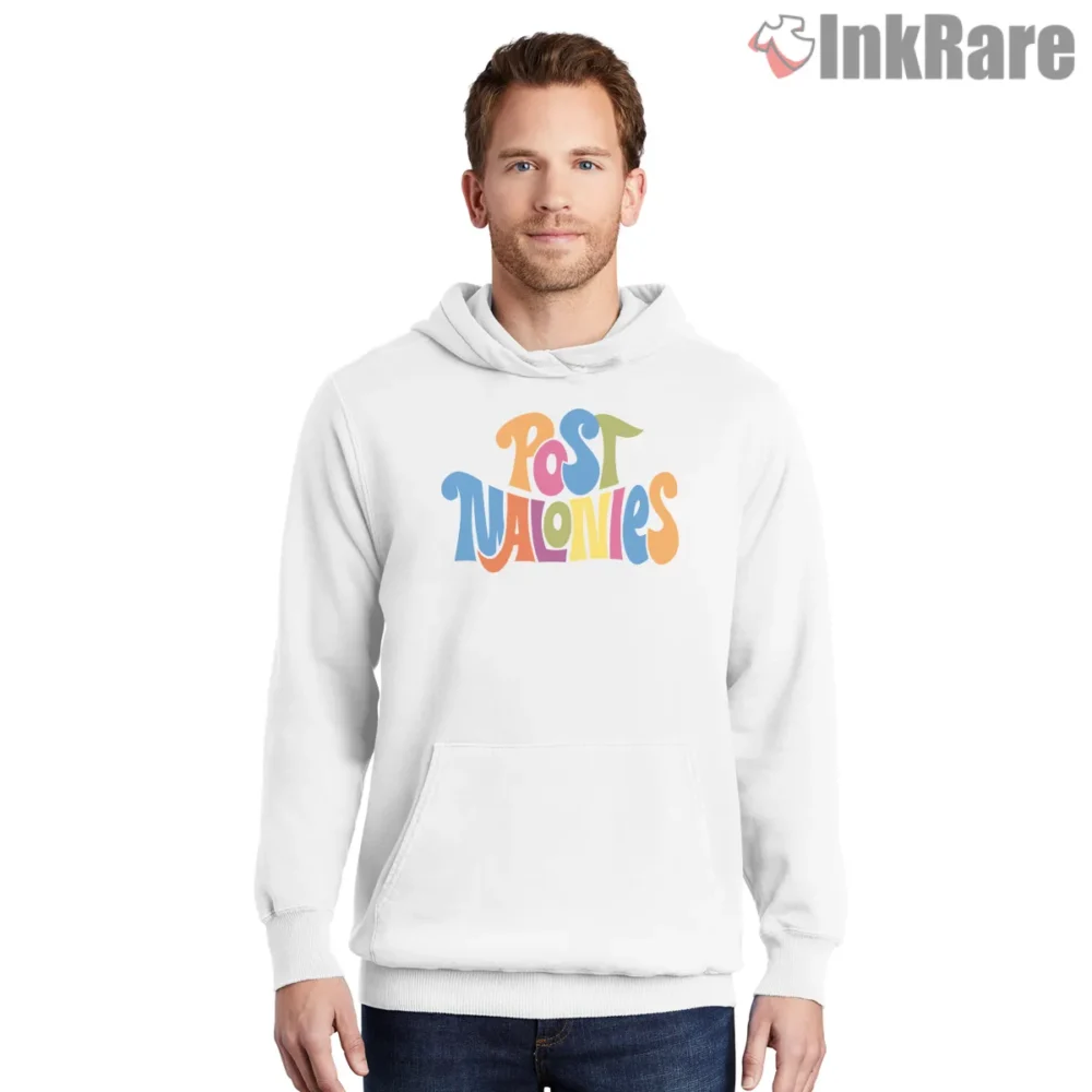 Post Malonies Breakfast Parody Graphic Shirt on white hoodie for men graphic tee