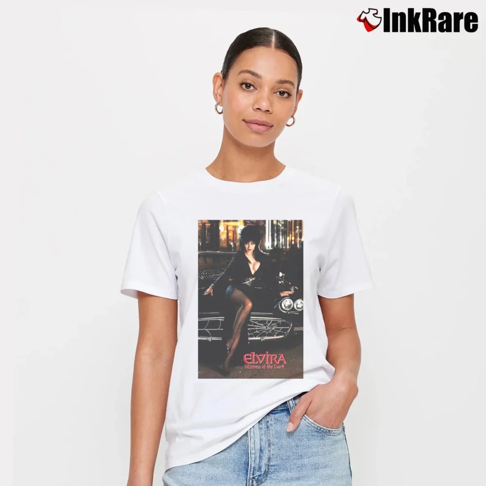 Women’s Poster Elvira Mistress Of The Dark Signature T-Shirt in white | Soft, Flattering Fit