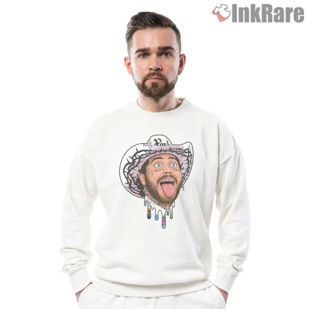 Posty Cowboy Drip Pop Art Funny Portrait Shirt on graphic shirt for men graphic tee