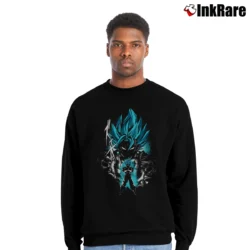 Men’s Potara Gogeta Vegito Super Saiyan Blue Dragon Ball Z Crewneck Sweatshirt in black | Cozy Fabric, Clean Style