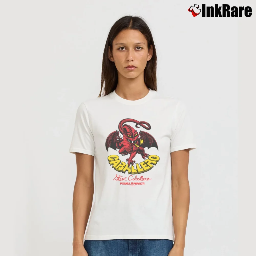 Women’s Powell Peralta Cab Classic Dragon Skate Signature T-Shirt in white | Soft, Flattering Fit