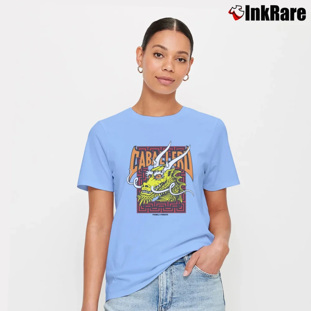 Women’s Powell Peralta Steve Caballero Gold Dragon Bats Signature T-Shirt in light blue | Soft, Flattering Fit