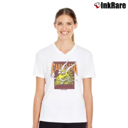 Women’s Powell Peralta Steve Caballero Gold Dragon Bats V-Neck Tee in white | Chic Neckline, Soft Texture