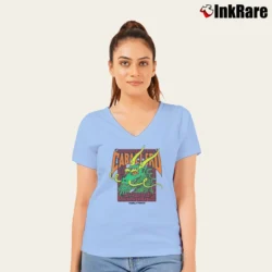 Women’s Powell Peralta Steve Caballero Green Dragon Bats V-Neck Tee in light blue | Chic Neckline, Soft Texture