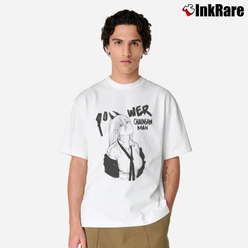 Men’s Power Fan Art Chainsaw Man Classic T-Shirt in white | Soft, Breathable Everyday Wear