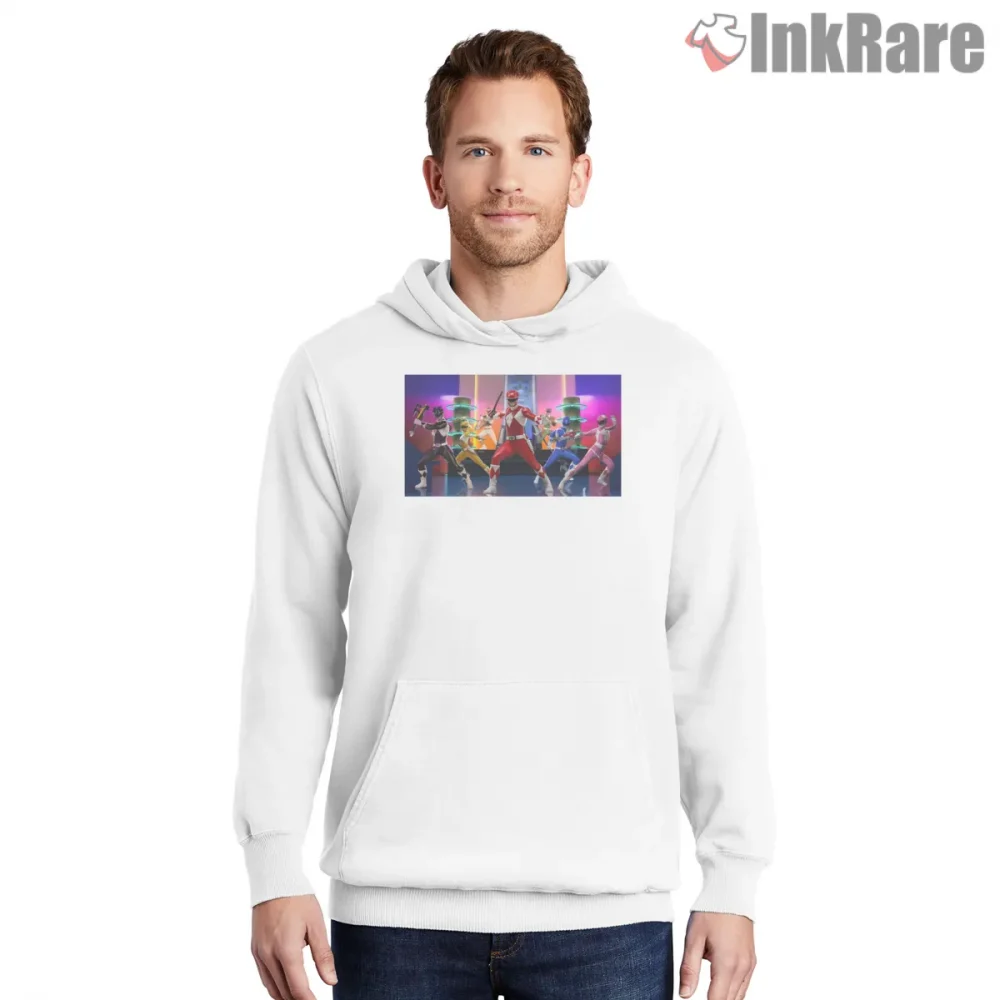 Power Rangers Cosmic Adventure Poster Shirt on white hoodie for men graphic tee