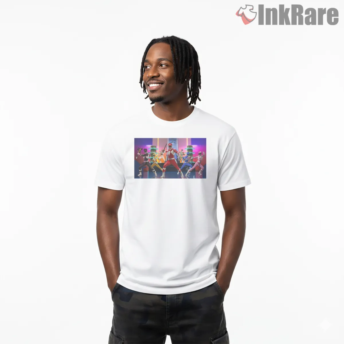 Power Rangers Cosmic Adventure Poster Shirt on white short sleeve shirt for men graphic tee
