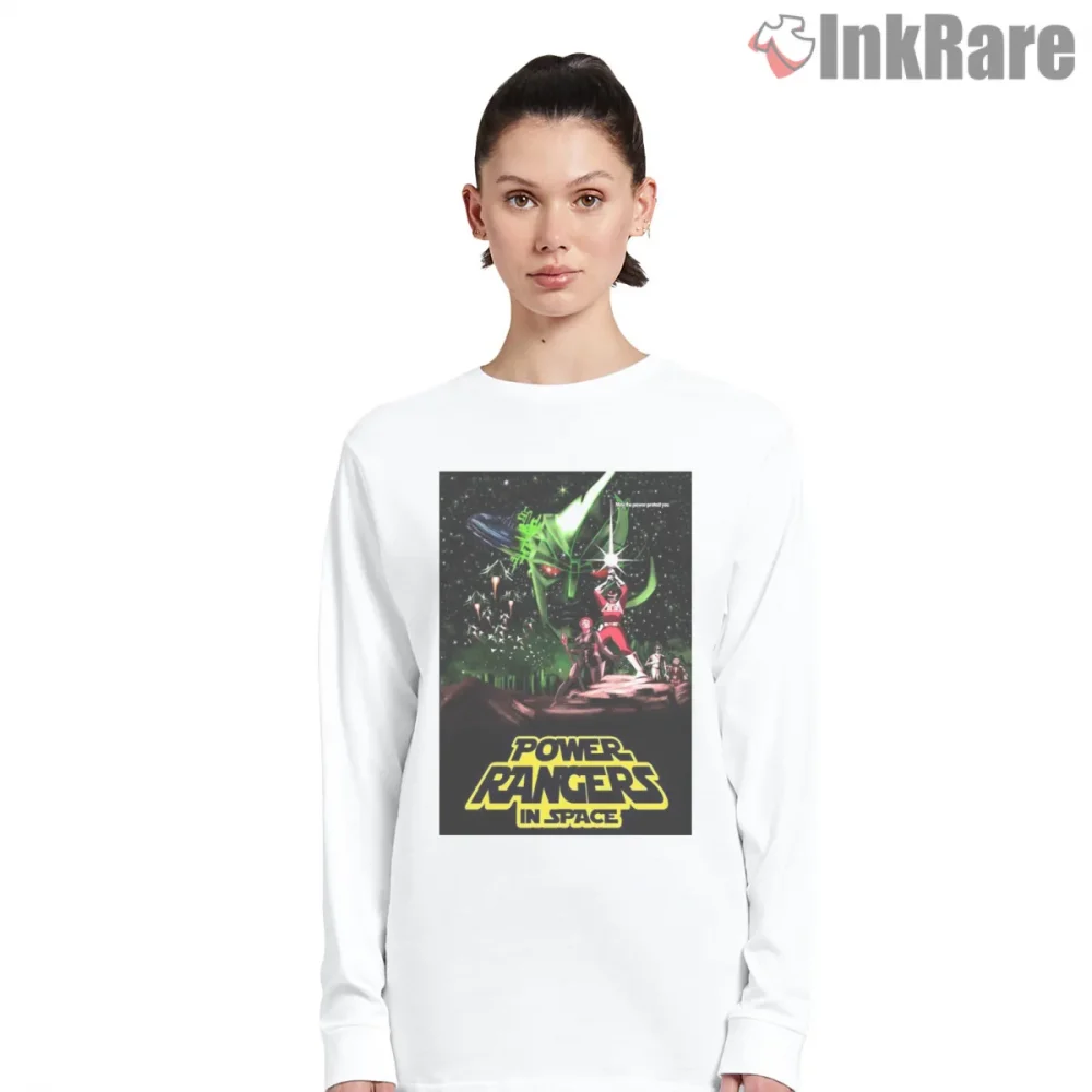 Power Rangers Cosmic Battle Space Poster Shirt on white long sleeve shirt for women graphic tee
