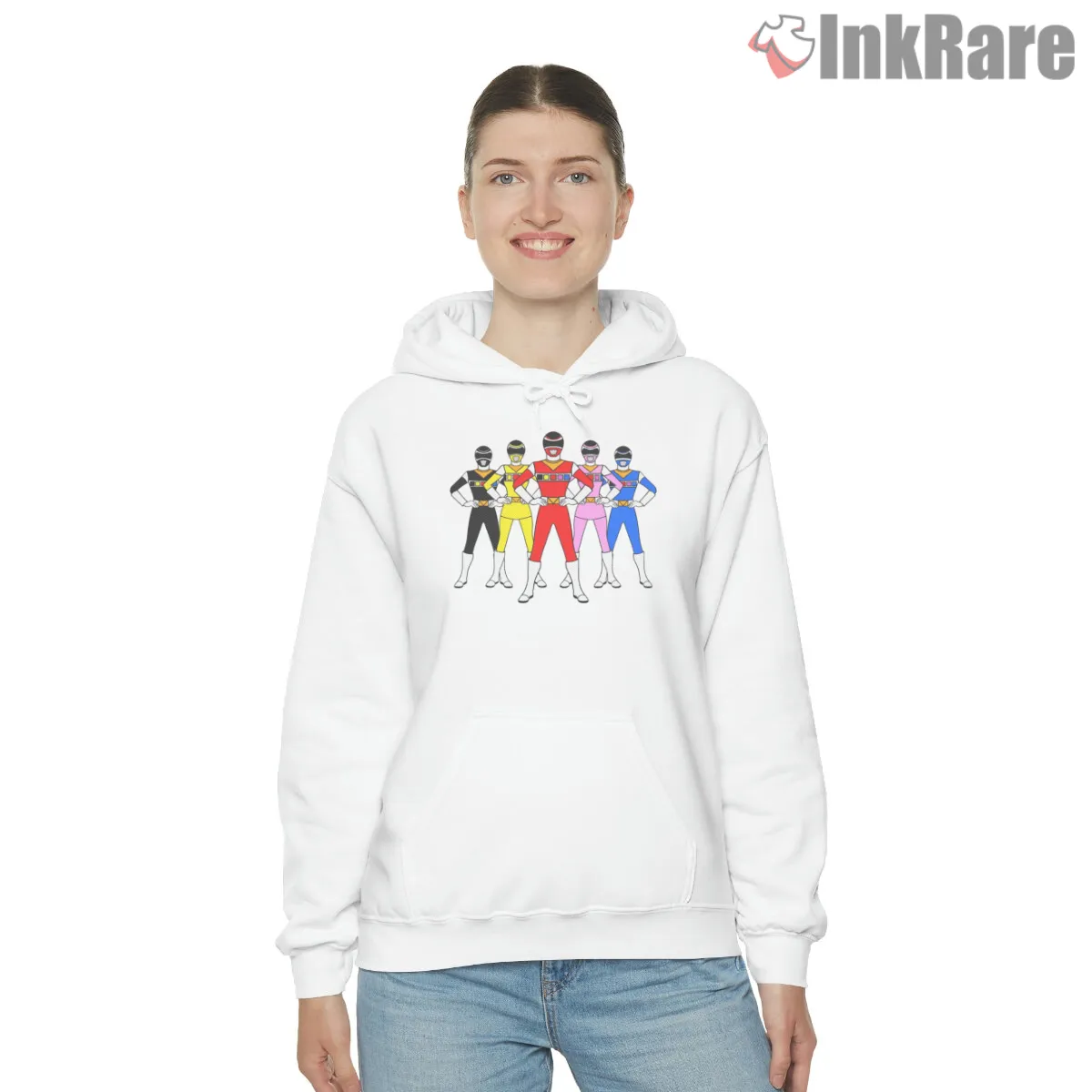 Power Rangers Cosmic Galaxy Team Hoodie White Power Rangers Cosmic Galaxy Team Shirt on white hoodie for women graphic tee