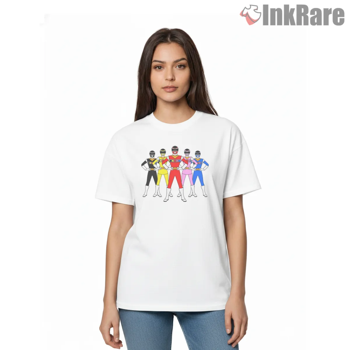 Power Rangers Cosmic Galaxy Team Short Sleeve White Power Rangers Cosmic Galaxy Team Shirt on white short sleeve shirt for women graphic tee