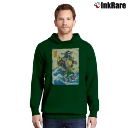 Men’s Power Rangers Dragonzord Wave Graphic Pullover Hoodie in forest green | Cozy, Durable, Modern Fit
