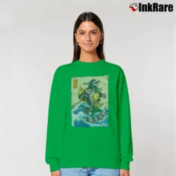 Women’s Power Rangers Dragonzord Wave Graphic Relaxed Sweatshirt in irish green | Soft, Laid-Back Vibe