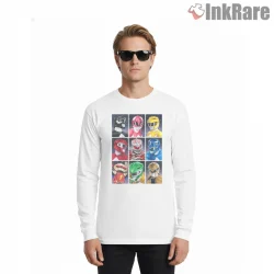 Power Rangers Helmet Portrait Grid Shirt on white long sleeve shirt for men graphic tee