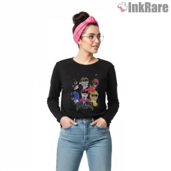 Power Rangers Movie Team Space Adventure Shirt on black long sleeve shirt for women graphic tee
