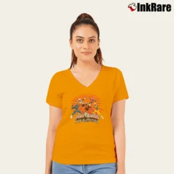 Women’s Power Rangers Ninja Steel Kids V-Neck Tee in orange | Chic Neckline, Soft Texture