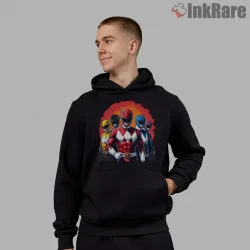Power Rangers Team Hero Portrait Battle Shirt on black hoodie for men graphic tee