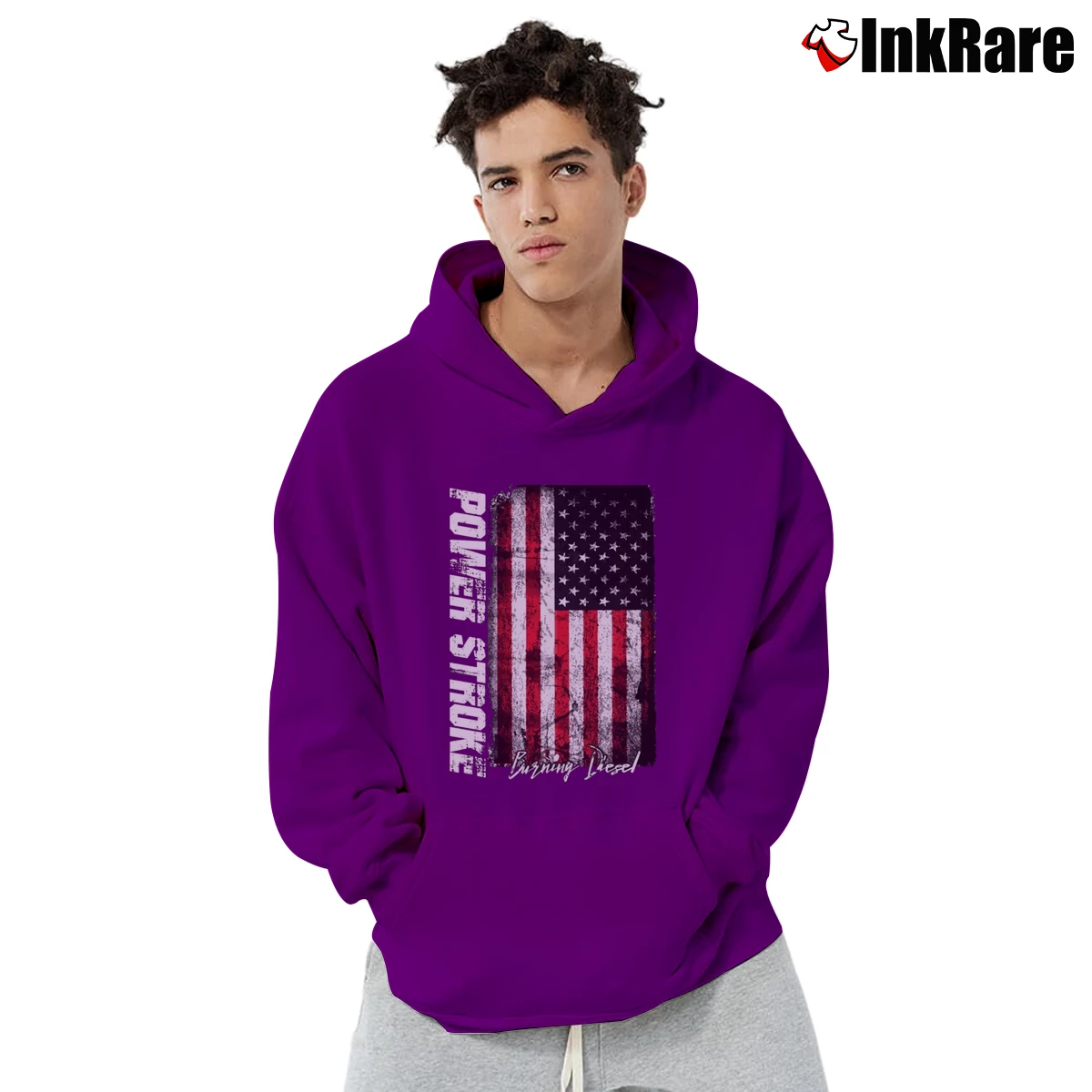 Men’s Power Stroke Burning Diesel Graphic Pullover Hoodie in purple | Cozy, Durable, Modern Fit