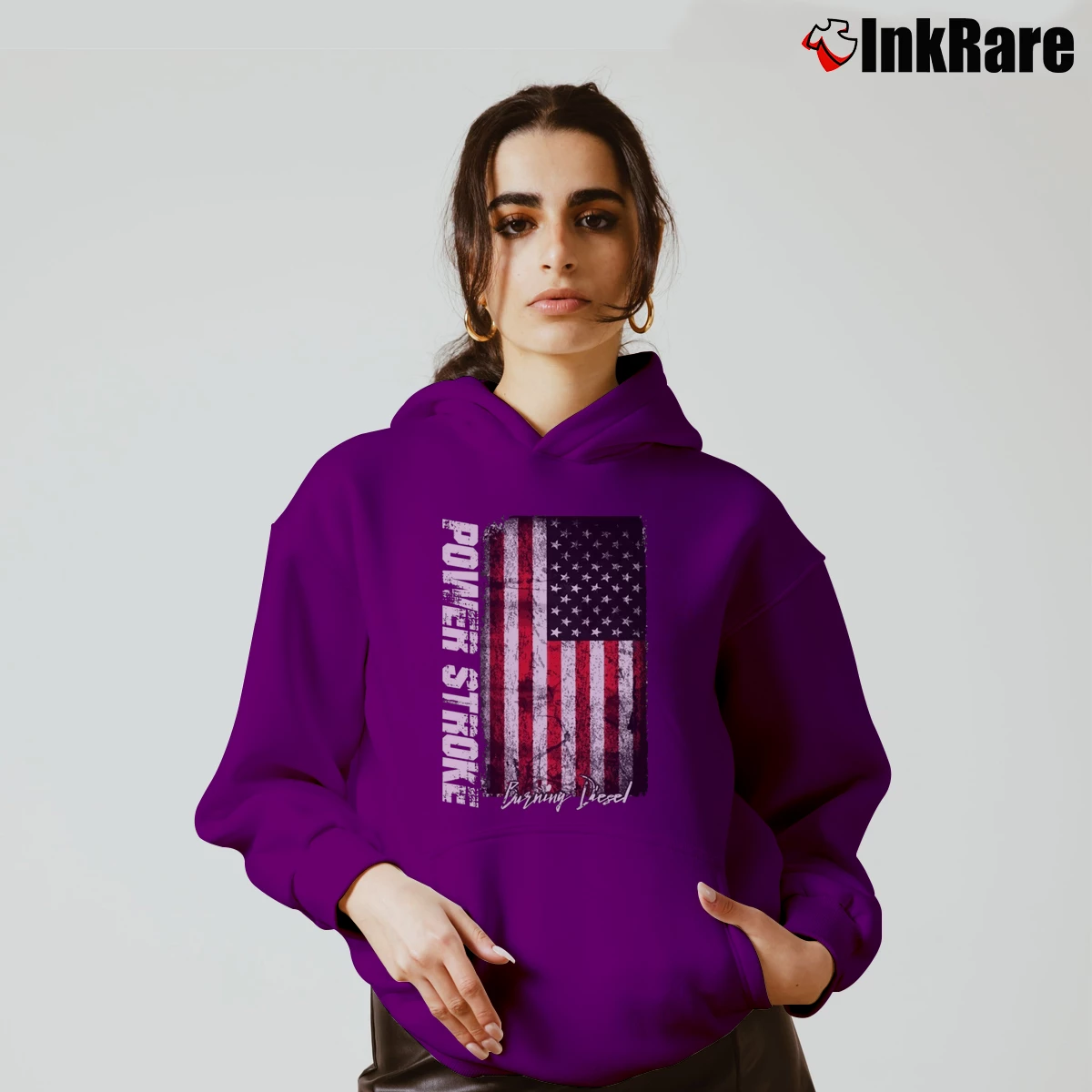 Women’s Power Stroke Burning Diesel Graphic Cozy Hoodie in purple | Warm, Structured, Stylish
