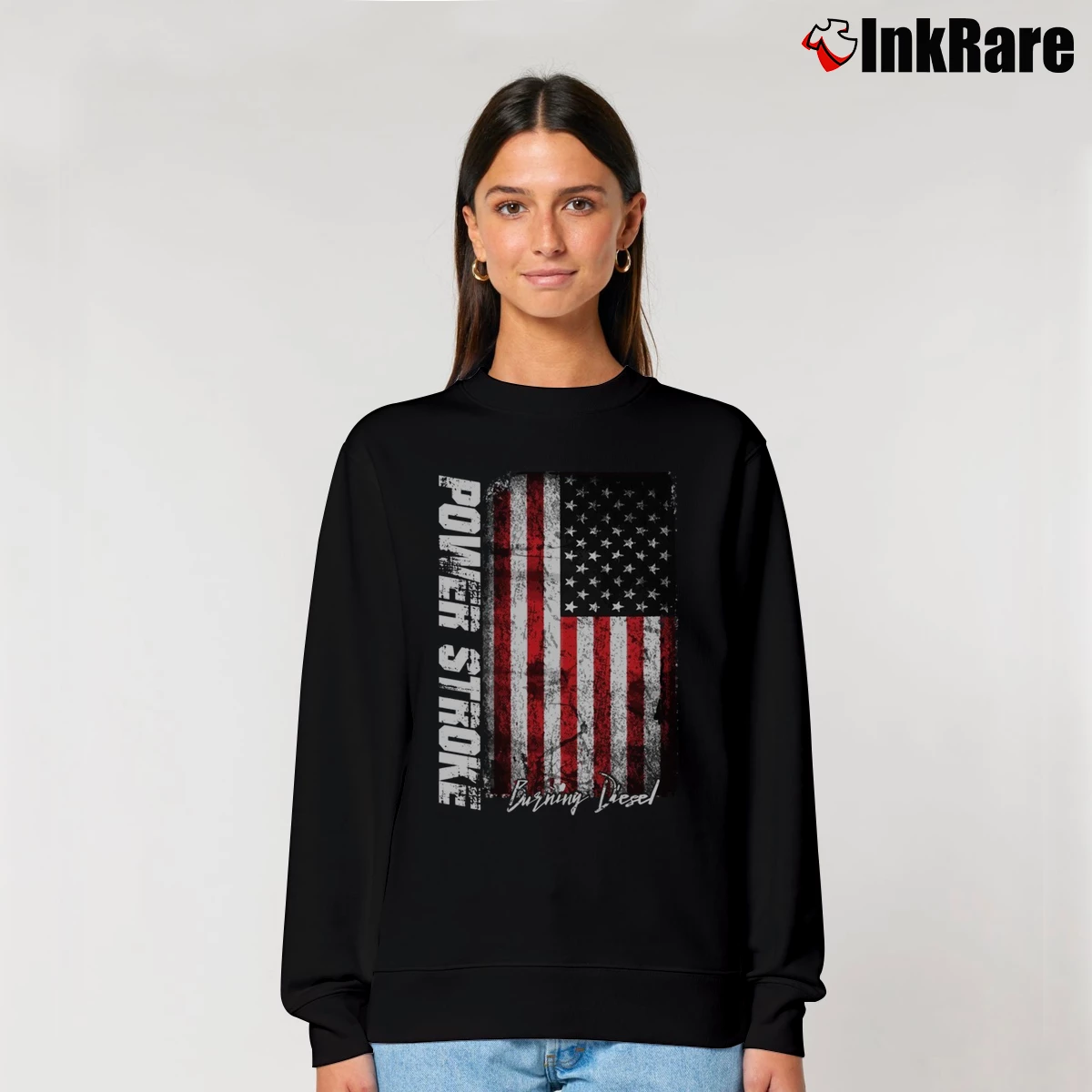 Women’s Power Stroke Burning Diesel Graphic Relaxed Sweatshirt in black | Soft, Laid-Back Vibe