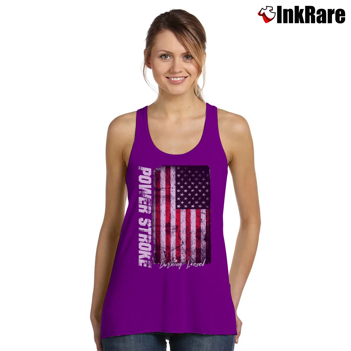 Women’s Power Stroke Burning Diesel Graphic Tank Top in purple | Lightweight, Movement-Friendly