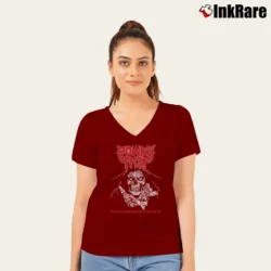 Women’s Power Trip 2018 North America Tour V-Neck Tee in maroon | Chic Neckline, Soft Texture