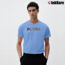Men’s Power TV Show Season Graphic V-Neck Tee in light blue | Sharp, Breathable, Everyday Staple