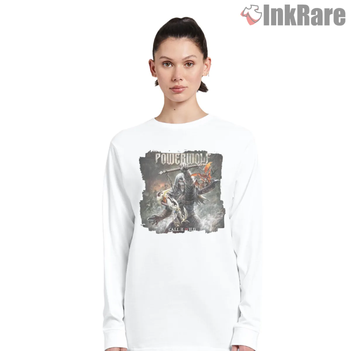 Lupus Dei Long Sleeve White Long sleeve shirt with intense fantasy battle design