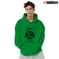 Men’s Praise The Lord Darth Vader Star Wars Parody Pullover Hoodie in irish green | Cozy, Durable, Modern Fit