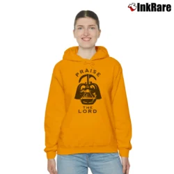 Women’s Praise The Lord Darth Vader Star Wars Parody Cozy Hoodie in orange | Warm, Structured, Stylish