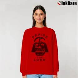Women’s Praise The Lord Darth Vader Star Wars Parody Relaxed Sweatshirt in red | Soft, Laid-Back Vibe