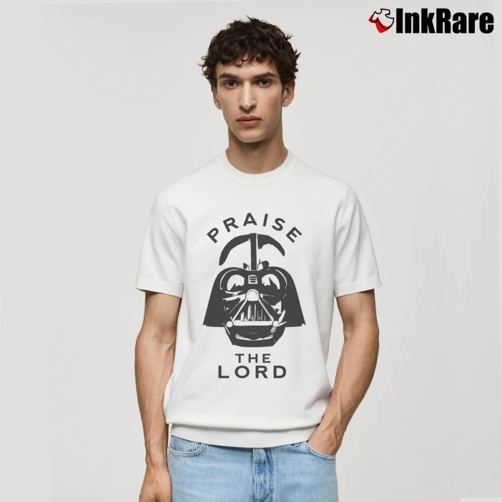 Men’s Praise The Lord Darth Vader Star Wars Parody Classic T-Shirt in white | Soft, Breathable Everyday Wear