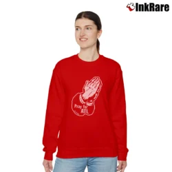 Women’s Pray For Atl Navy Faith Relaxed Sweatshirt in red | Soft, Laid-Back Vibe