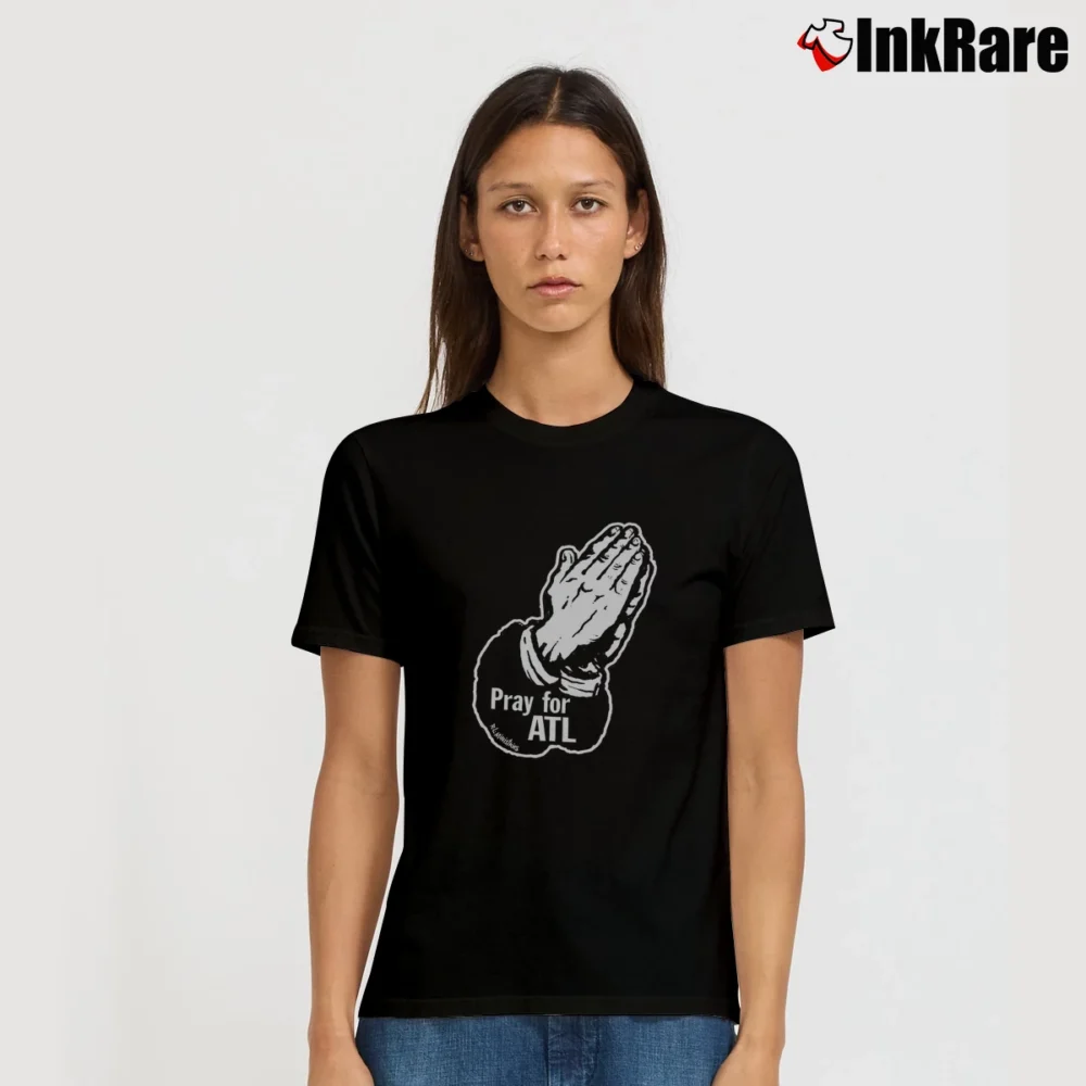 Women’s Pray For Atl Navy Faith Signature T-Shirt in black | Soft, Flattering Fit
