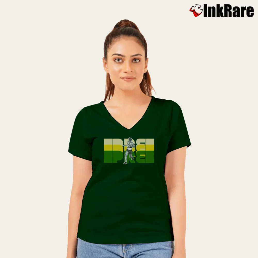 Women’s Pre Steve Prefontaine V-Neck Tee in forest green | Chic Neckline, Soft Texture