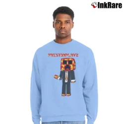 Men’s Prestonplayz Art Graphic Crewneck Sweatshirt in light blue | Cozy Fabric, Clean Style