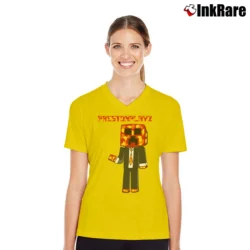 Women’s Prestonplayz Art Graphic V-Neck Tee in yellow | Chic Neckline, Soft Texture