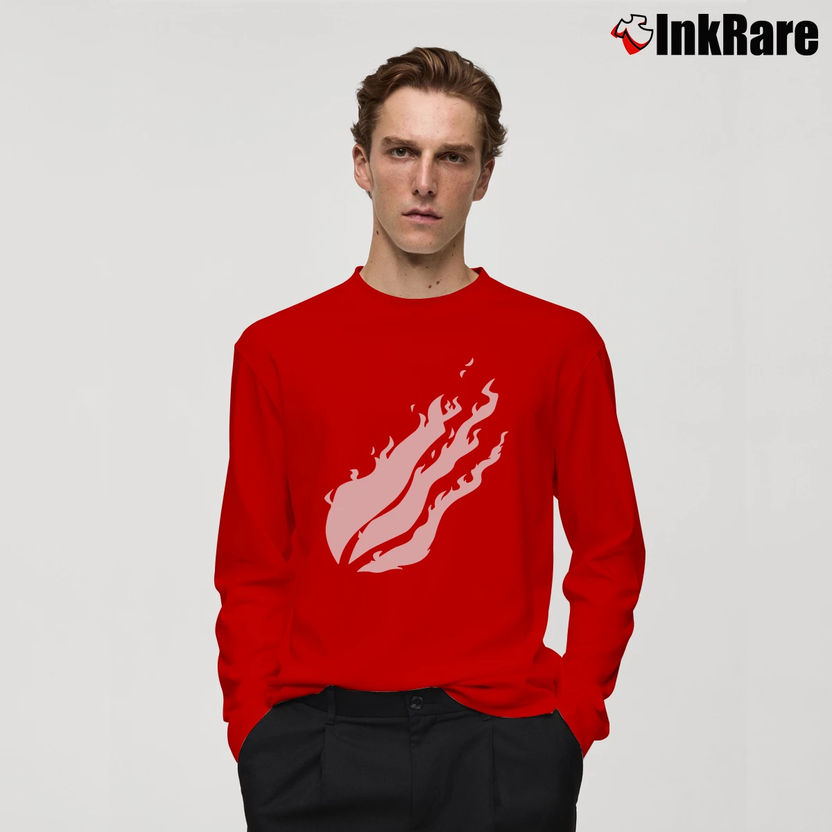 Men’s Prestonplayz Theme Teen Fashion Long-Sleeve Shirt in red | Sleek, Lightweight, Year-Round Wear