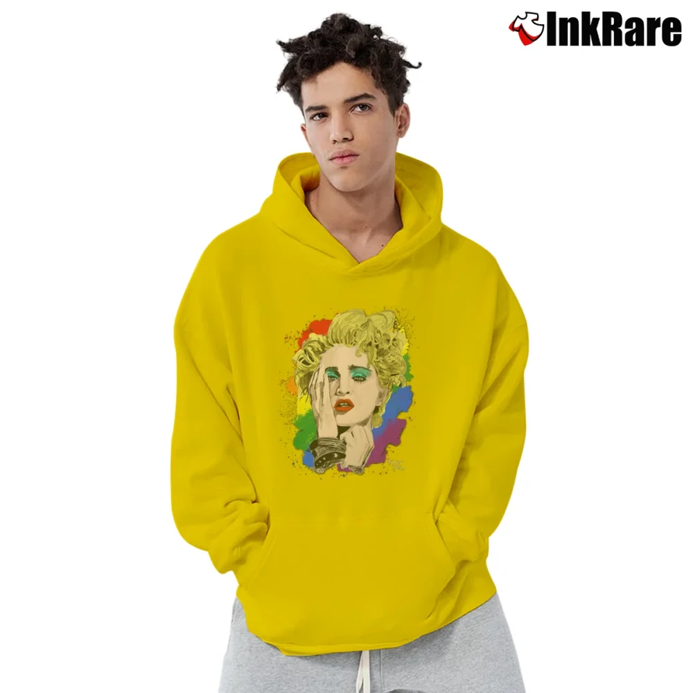 Men’s Pride Madonna Graphic Pullover Hoodie in yellow | Cozy, Durable, Modern Fit