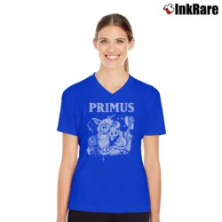 Women’s Primus Pork Soda Album V-Neck Tee in royal blue | Chic Neckline, Soft Texture