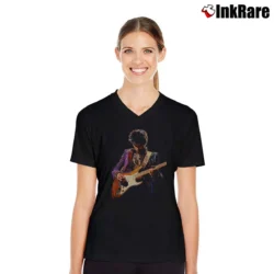 Women’s prince pop art tribute colorful music legend V-Neck Tee in black | Chic Neckline, Soft Texture