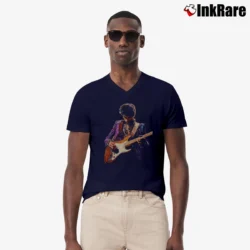 Men’s prince pop art tribute colorful music legend V-Neck Tee in navy | Sharp, Breathable, Everyday Staple