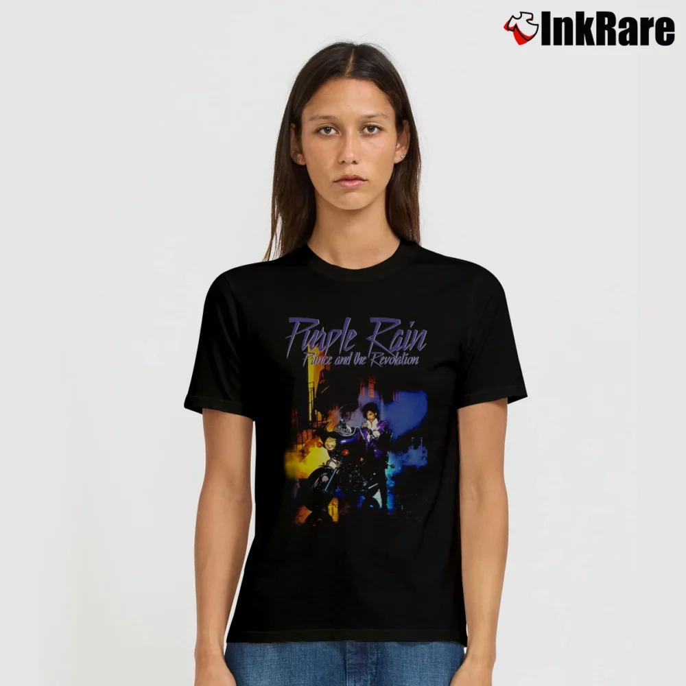Women’s Prince Purple Rain Album Signature T-Shirt in black | Soft, Flattering Fit