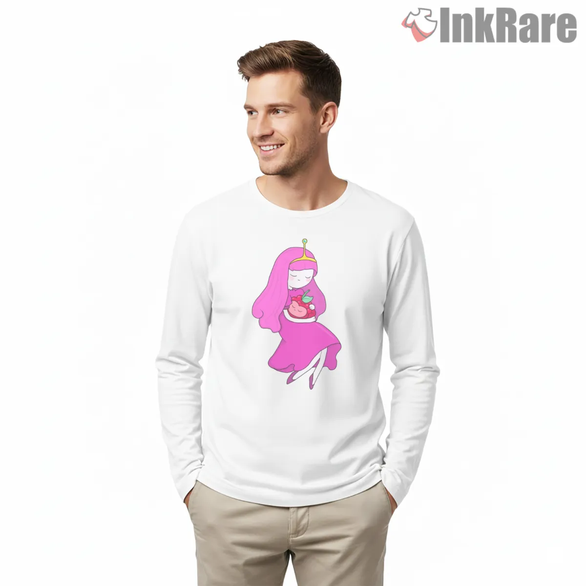 Princess Bubblegum And Wildberry Cute Duo Cartoon Long Sleeve White Princess Bubblegum And Wildberry Cute Duo Cartoon Shirt on white long sleeve shirt for men graphic tee