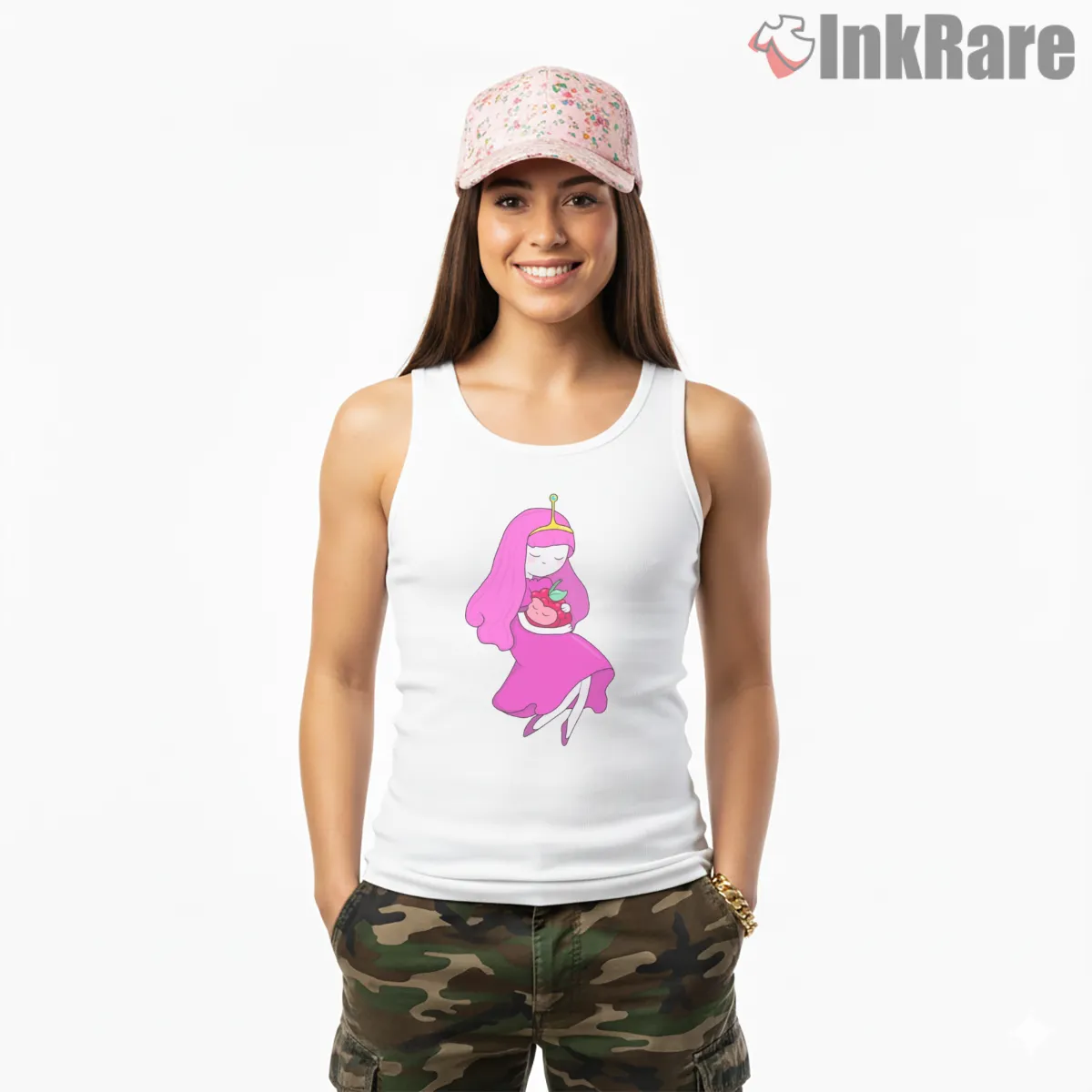 Princess Bubblegum And Wildberry Cute Duo Cartoon Tank Top White Princess Bubblegum And Wildberry Cute Duo Cartoon Shirt on white tank top for women graphic tee
