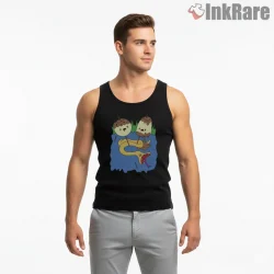 Princess Bubblegum Candy Melt Surreal Cartoon Shirt on black tank top for men graphic tee
