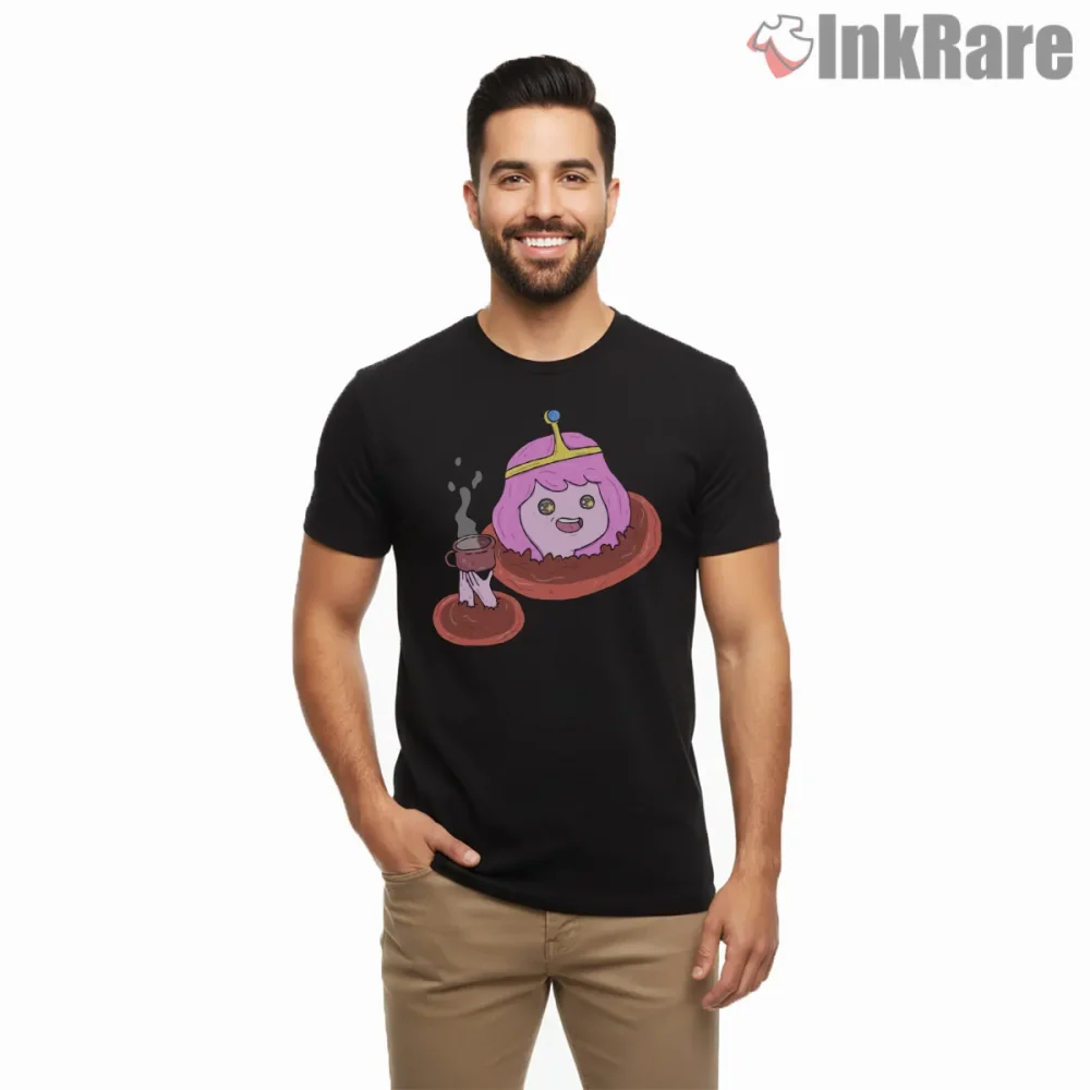 Princess Bubblegum Chamomile Tea Cozy Cartoon Shirt on black short sleeve shirt for men graphic tee